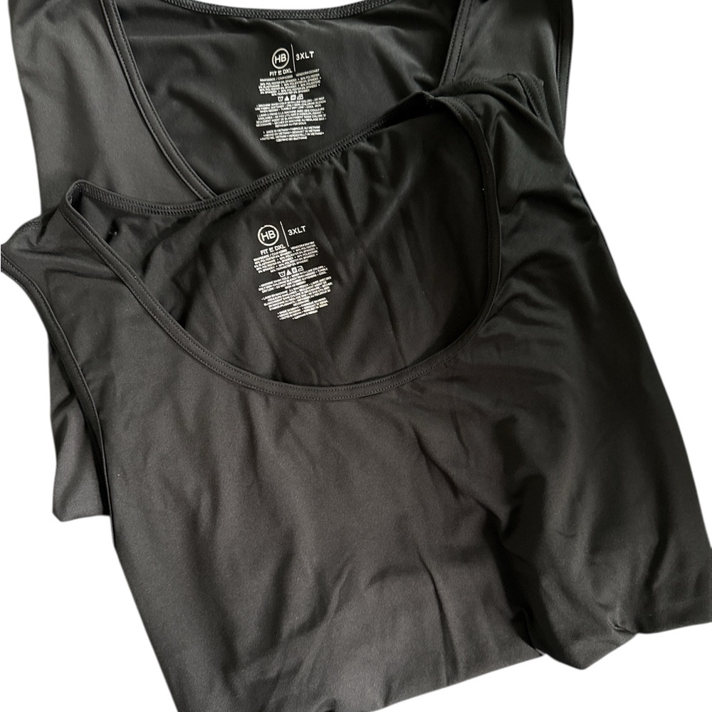 Pair of Harbor Bay DXL 3XLT Big & Tall Sleeveless Men’s Tank Tops Black